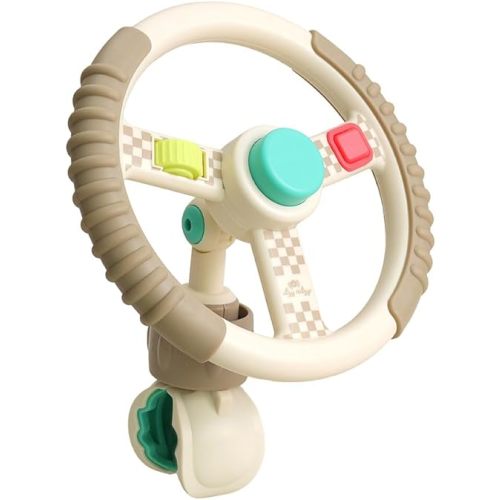 Itzy Ritzy Steering Wheel Toy for Strollers & Wagons - Bitzy Driver Sensory Toy Includes Spinning Wheel, 3 Fidget Features, and Adjustable Clip for Strollers, Wagons & Shopping Carts