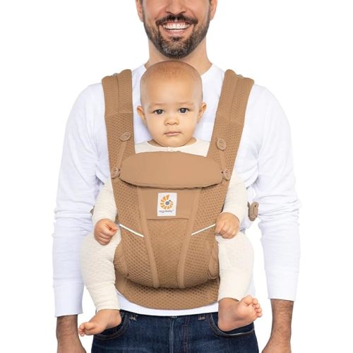 Ergobaby Omni Breeze Breathable Mesh Baby Carrier with Enhanced Lumbar Support & Airflow (7-45 Lb), Camel Brown