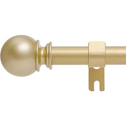 Gold Curtain Rods for Windows 28 to 48 Inch,5/8 Inch Diameter Adjustable Length Curtain Rod, Stainless Steel Heavy Duty Curtain Rod with Brackets, Modern Simple Style, Easy Installation