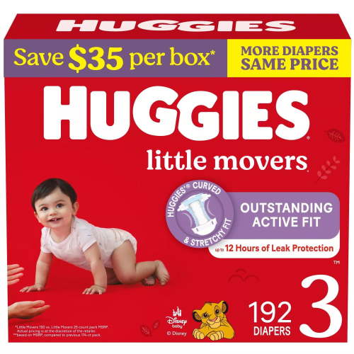 Huggies Little Movers Baby Diapers Size 3 (16-28 lb) 192 CT