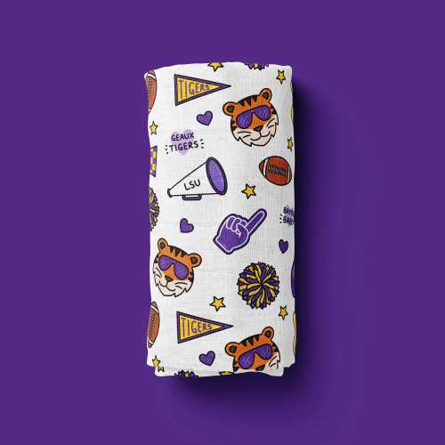 LSU Football Baby Swaddle | LSU Swaddle | LSU Football Blanket | Louisiana Baby Gift | Geaux Tigers Baby Gift