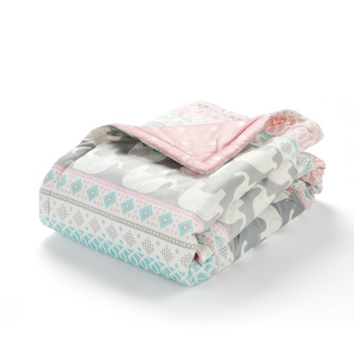 Lush Decor Elephant Stripe Reversible Soft & Plush Oversized Blanket - 50" x 36"