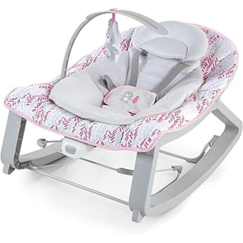 Ingenuity Keep Cozy 3-in-1 Grow with Me Vibrating Baby Bouncer Seat & Infant to Toddler Rocker, Vibrations & Toy Bar, 0-30 Months Up to 40 lbs (Pink Lily)