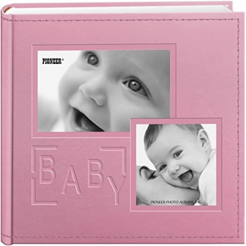 Pioneer Photo Albums 200-Pocket Embossed Baby Leatherette Frame Cover Album for 4 by 6-Inch Prints, Pink