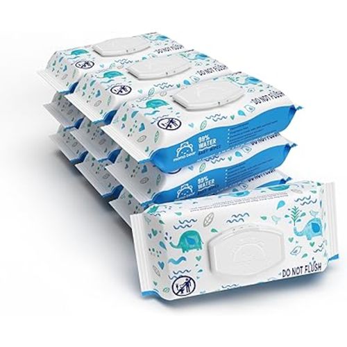 Amazon Brand - Mama Bear 99% Water Baby Wipes, Hypoallergenic, Fragrance Free,720 Count Total (10 Packs of 72 Wipes Each)