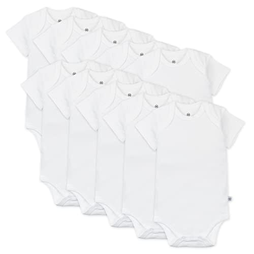 HonestBaby unisex-baby 10-pack Short Sleeve Bodysuits One-piece 100% Organic Cotton for Infant Baby Boys, Girls