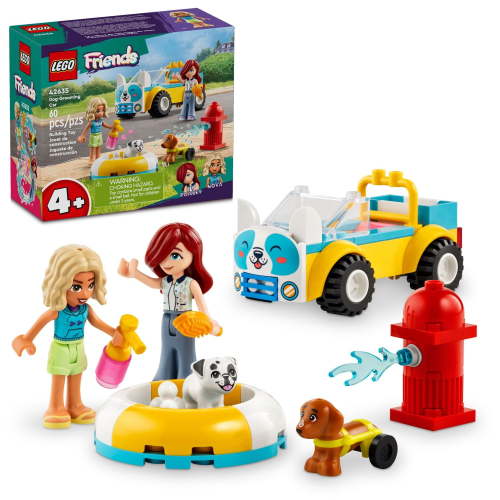 LEGO Friends Dog Grooming Car Toy, Building Toy for Kids Who Love Animals and Nature, Comes with 2 Mini Doll Characters and 2 Dog Toy Figures, Vet Toy Gift Idea for Girls and Boys Ages 4 and Up, 42635