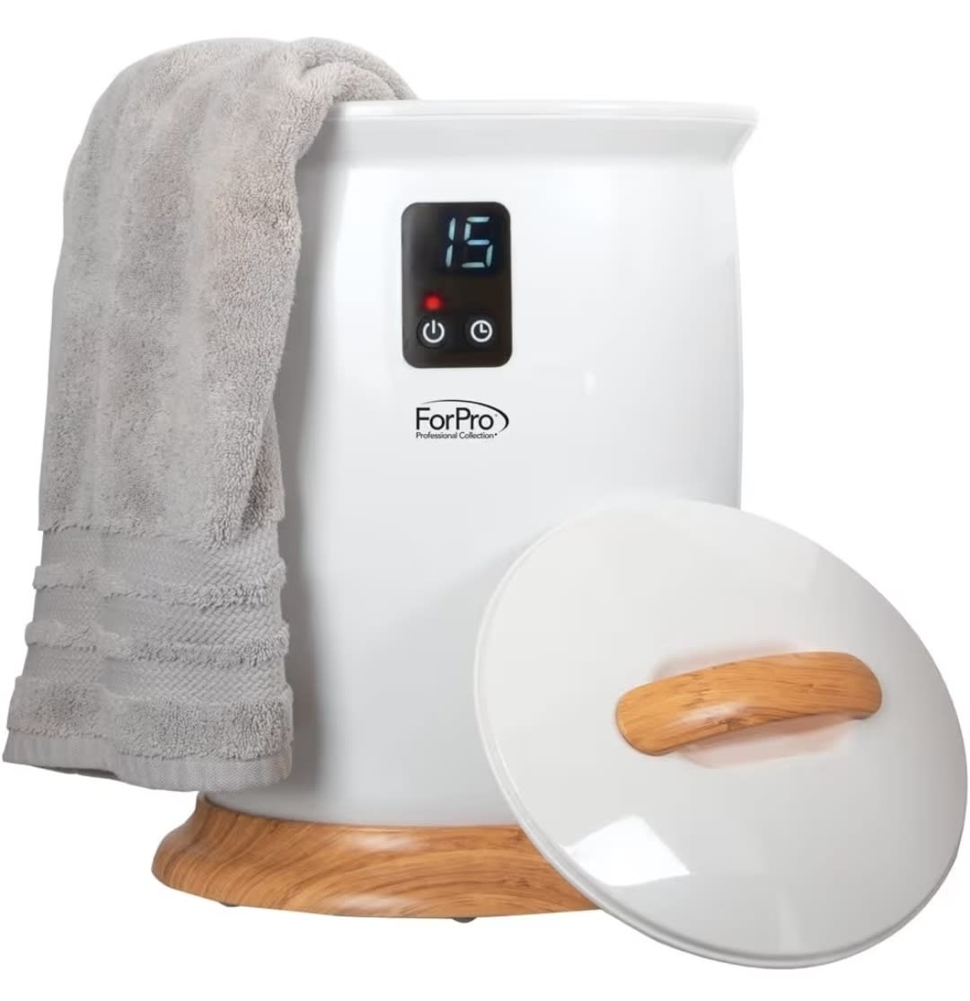 ForPro Professional Collection Luxury Towel Warmer, Extra Large Bucket-Style Hot Towel Warmer with Auto Shut Off, 4 Timer Settings for Home and Bathroom, White