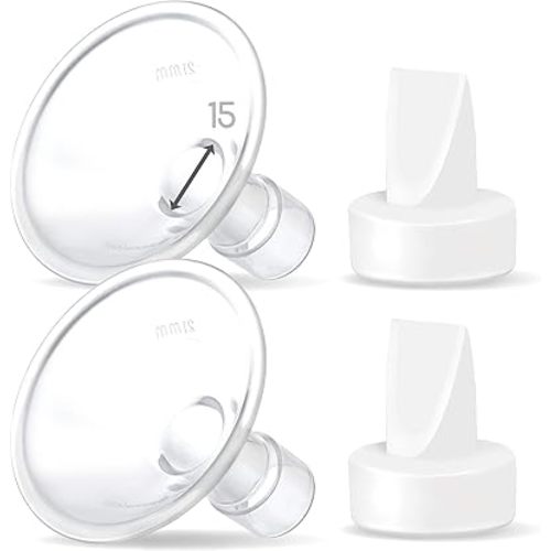 Maymom Pump Valve & MyFit 15mm Shield Compatible with Lansinoh Breast Pump Signature Pro/Smartpump/Manual Breast Pump. Replace Lansinoh Pump Valve. Not Original Lansinoh Pump Part