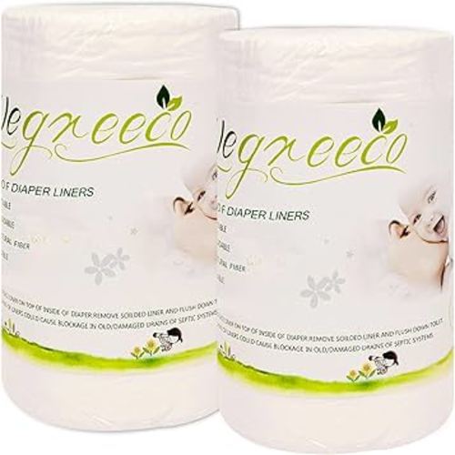 wegreeco Unscented Diaper Liners - Fragance Free and Chlorine Free Cloth Diaper Liners - 100 Sheets Per Roll (2 Roll)