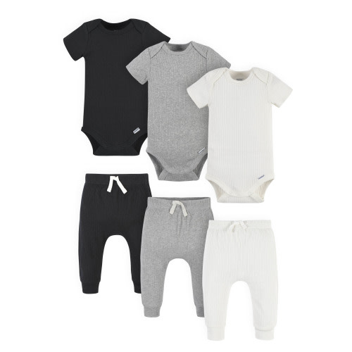 Modern Moments by Gerber Baby Bodysuits & Pants Set, 6-Piece, Newborn-12 Months