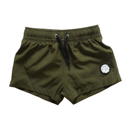 Green Little Surfer Dude Swim Trunks