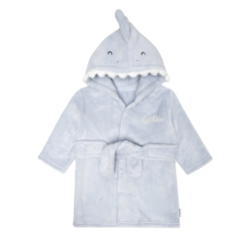 Embroidered Baby Boys Shark Robe