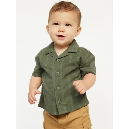 0-3 Month Short-Sleeve Camp Shirt for Baby