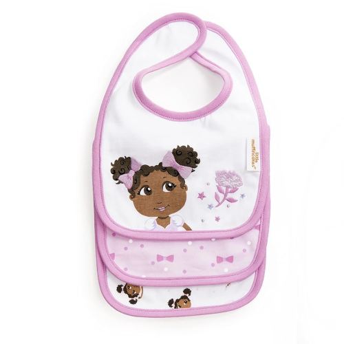 Baby Bibs 3 Pack Cotton Blend Hook-and-Loop Closure - Ballerina and Bows (Zhara), Newborn & up, Pink, Small