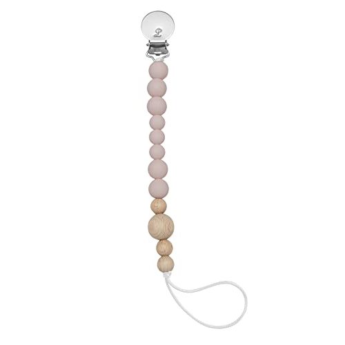Loulou Lollipop Silicone Soother Pacifier Clip Binky Holder for Newborn and Baby - Color Block - Dusty Rose