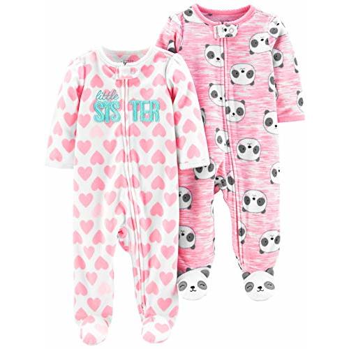 Simple Joys by Carter's Baby Girls' Fleece Footed Sleep and Play, Pack of 2