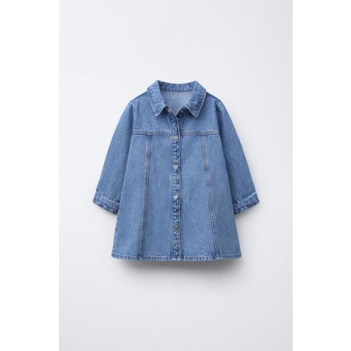 HEART BUTTON DENIM DRESS - Mid-blue | ZARA United States
