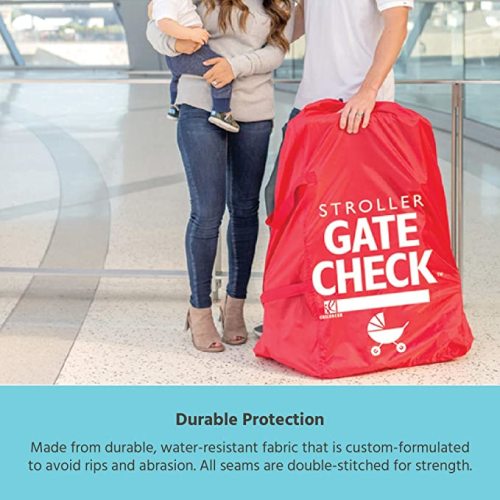 J.L. Childress Gate Check Bag for Single & Double Strollers - Stroller Bag for Airplane - Large Stroller Travel Bag for Airplane - Air Travel Stroller Bag - Red