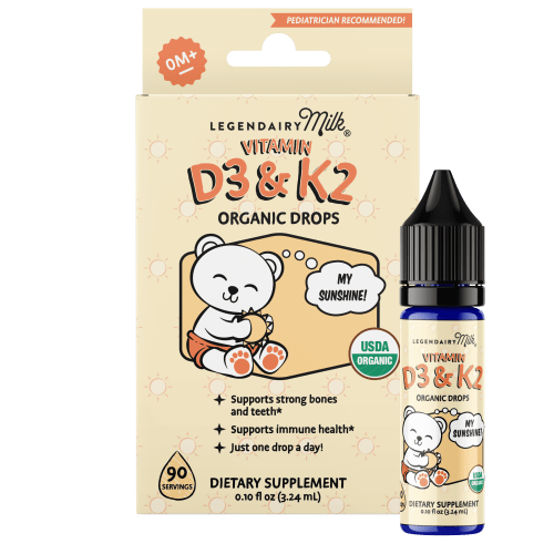 Legendairy Milk Vitamin D3 and K2 Drops, Bone and Teeth Support for Infants, 0.1 fl oz