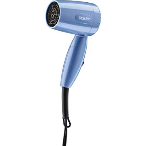 Conair Travel Hair Dryer with Dual Voltage, 1600W Compact Hair Dryer with Folding Handle, Travel Blow Dryer