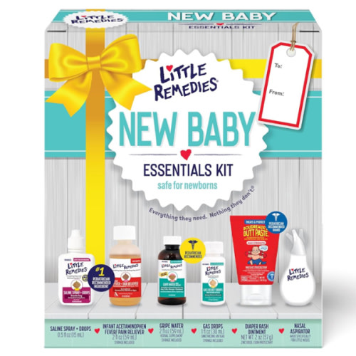 Little Remedies, New Baby Essentials Kit, 6 Newborn Essentials, Saline Nasal Spray, Gas Relief Drops, Gripe Water, Fever Reliever, & Diaper Ointment