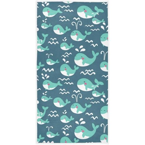 senya Funny Whales Green Hand Towel Ultra Soft Luxury Towels for Bathroom 30"x15"