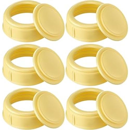 6 Pack Nipple Rings Compatible with Medela Baby 5oz & 8oz Plastic & Glass Bottles, Collar Rings Compatible with Medela Slow or Medium Flow Collection and Storage Bottles, No Leak or Spill