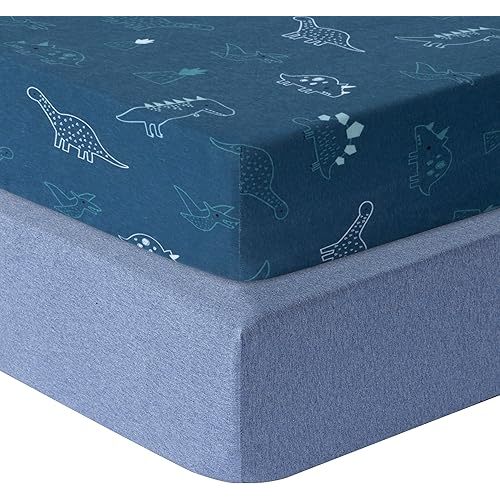 100% Cotton Jersey Standard Crib Sheets for Boys & Girls | Super Soft, Breathable, Neutral 2-Pack | Fitted Cotton Crib Sheets Girls, Boys and Toddler Beds 28"x52"
