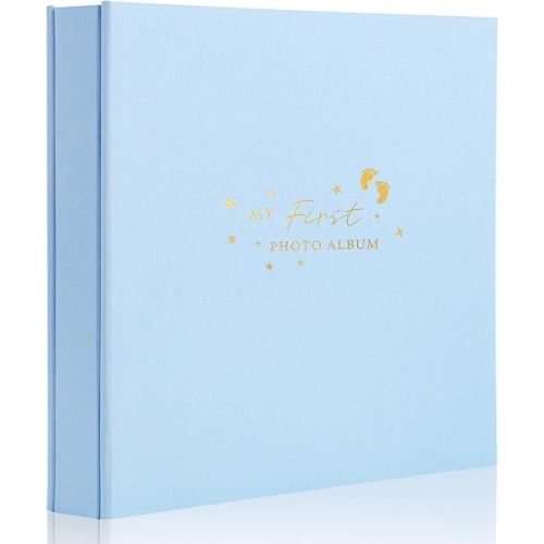 Holoary Baby Photo Album 4x6 500 Photos, 500 Pockets 4x6 Picture Album, Linen Fabric Cover Picture Book for Photos, Baby Photo Albums Hot Stamping Cover(Blue)