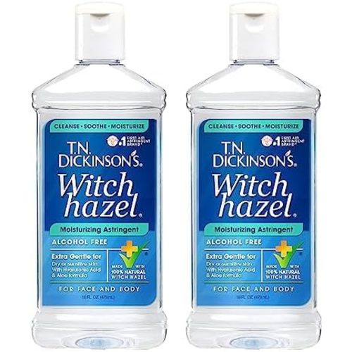 T.N. Dickinson's Witch Hazel Alcohol-Free Moisturizing Astringent, Made with 100% Natural Witch Hazel 16 oz (Pack of 2)