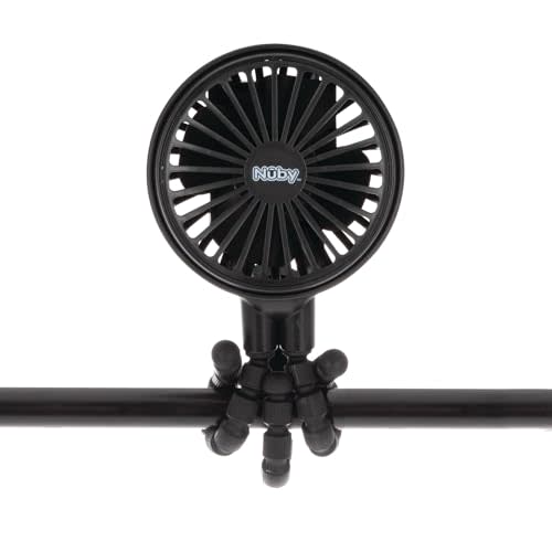 Nuby 3-Speed Stroller Fan with Adjustable Legs - Stroller Accessories - Baby Essentials for Travel - Black