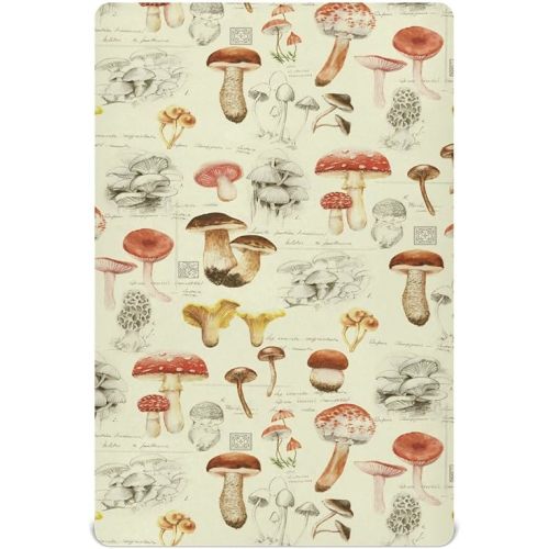 Baby Crib Sheet Different Mushroom Crib Mattress for Boys and Girls Playard Sheet Soft Breathable Fitted Baby Mattress Cover 52x28in
