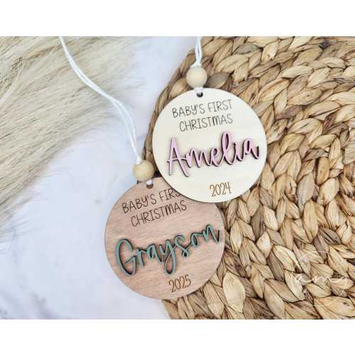 Personalized Baby's First Christmas Ornament, Baby Keepsake, Baby Shower Gift, Baby Name Sign, First Christmas Ornament | 2023 | 2024 | 2025