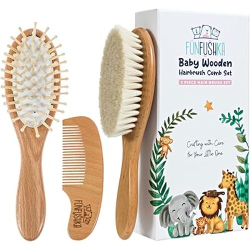 Baby Hair Brush Set for Newborns & Toddlers - Baby Brush and Comb Set with Soft Bristle Hair Brush Perfect for Cradle Cap, Newborn Showers & Registries Gift, Comb Brush for Girls & Boys