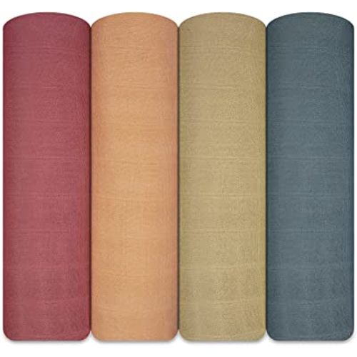 Muslin Swaddle Blankets, Soft Silky, Breathable and Skin-Friendly Baby Blankets for Boys & Girls, 4-Pack Unisex, 47 x 47 inches