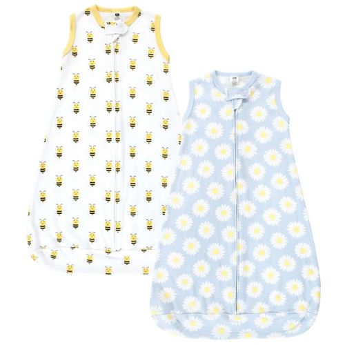 Hudson Baby Infant Girl Cotton Long-sleeve Wearable Sleeping Bag, Sack, Blanket, Daisy Bee Sleeveless, 12-18 Months