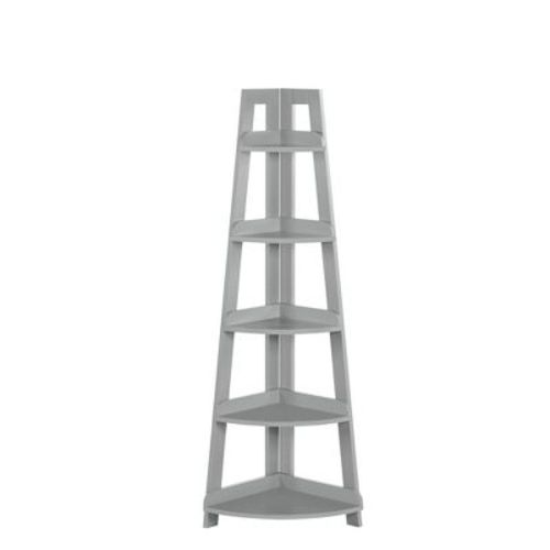 RiverRidge Kids' 5-Tier Corner Ladder Playroom Display Bookshelf Organizer Gray: Small Bookshelf for Kids, MDF, 11" Cube System