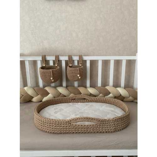 Handmade Baby Changing Tray Crochet Basket, Nursery Basket for Diaper, Gender Neutral Baby Gift, Changing Table Pad, New Mom or Dad Gift