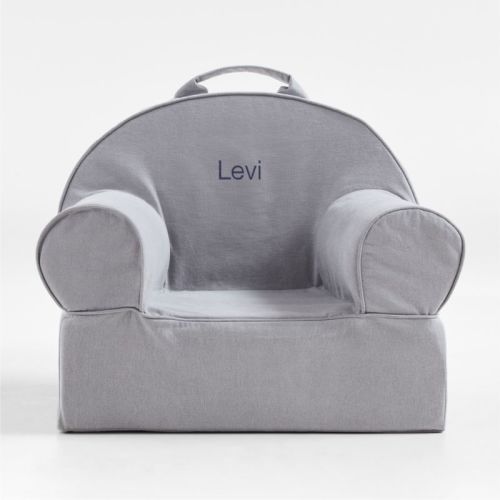 Personalized Small Pewter Grey Kids Lounge Nod Chair