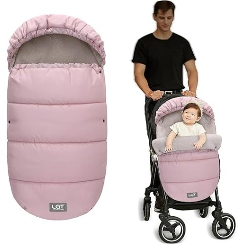LAT Baby Warm Bunting Bag Universal,Stroller Sleeping Bag Cold Weather,Waterproof Toddler Footmuff (Detachable,Pink)