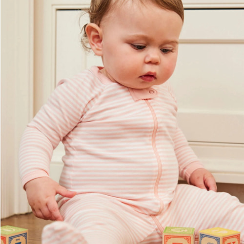 LAKE | Baby | Pima Cotton Pajamas | English Rose Stripe Baby Sleeper