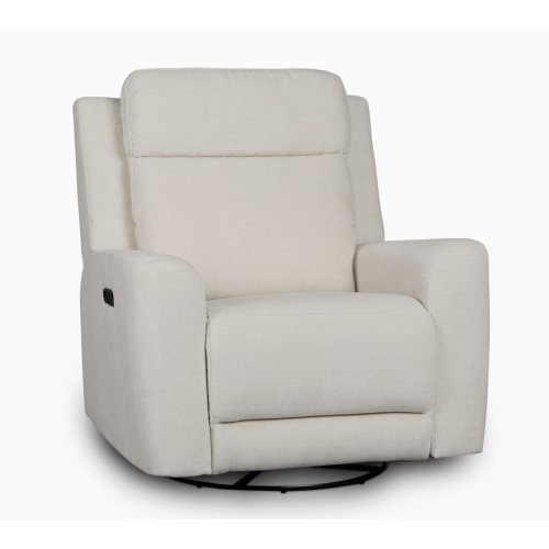 Dean White Fabric Power Swivel Glider Recliner