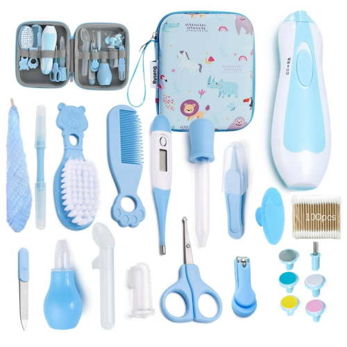 Baby Grooming Kit, Byseng 22 in 1 Nursery Care Set with Electric Nail Trimmer for Newborn Infant Baby Girls Boys - Blue