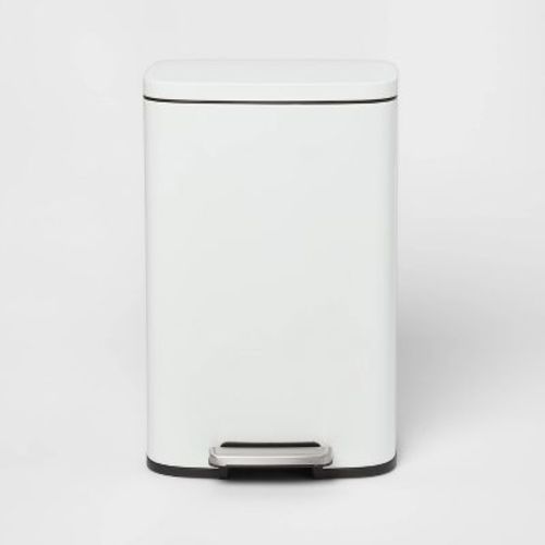 45l Rectangular Step Trash Can White - Brightroom™: Stainless Steel, Quiet Closing, Pedal-operated, Removable Liner