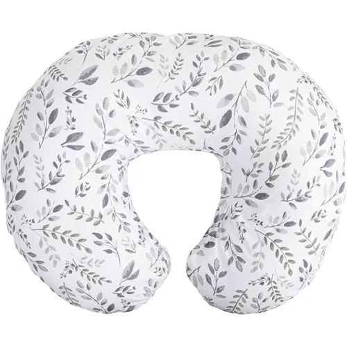 Boppy Nursing Pillow and Positioner—Original | Gray Taupe Watercolor Leaves | Breastfeeding, Bottle Feeding, Baby Support | with Removable Cotton Blend Cover | Awake-Time Support