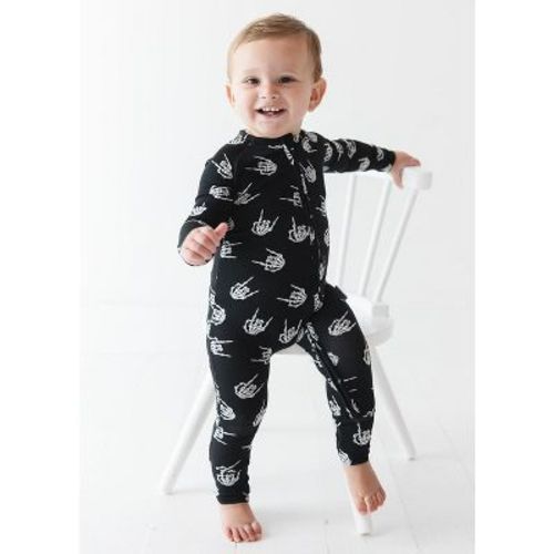 Convertible Double Zipper Romper | Rock N' Skull | Charlie Lou Baby | 6-12M