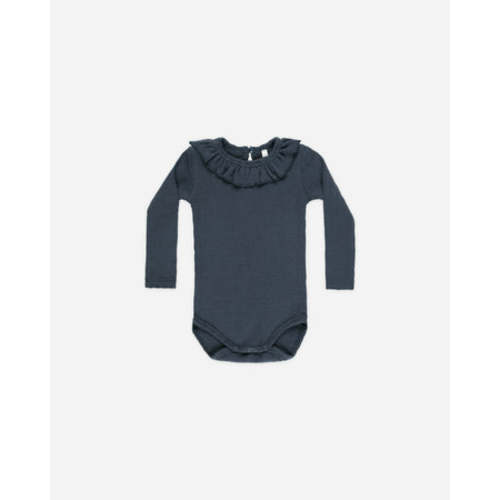 Ruffle Collar Bodysuit || Indigo