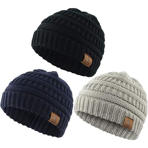 Durio Soft Warm Knitted Baby Hats Caps Cute Cozy Chunky Winter Infant Toddler Baby Beanies for Boys Girls