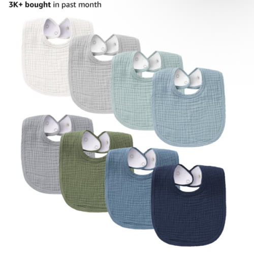 Konssy Muslin Baby Bibs 8 Pack Baby Bandana Drool Bibs Cotton for Unisex Boys and Girls, Soft Absorbent Set for Teething and Drooling